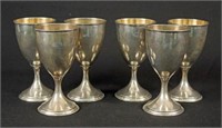 Set of 6 International Sterling Silver Goblets