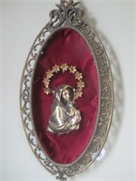 Metal Oval Madonna & Child Framed