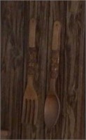 Wooden Fork & Spoon Wall Decor