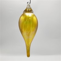Small Yellow  Art Glass Christmas Ornament