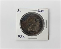 1953 SILVER COIN - ONE CANADIAN DOLLAR