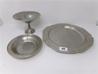 Three Pewter Serving Pieces