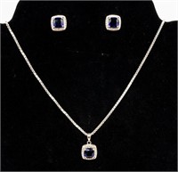 Jewelry Sterling Silver Sapphire Earrings Necklace