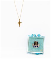 Jewelry 14k Cross Pendant Necklace & 10k Pin