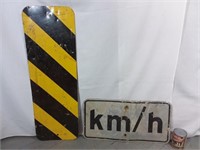 2 panneaux de signalisation routière, métal