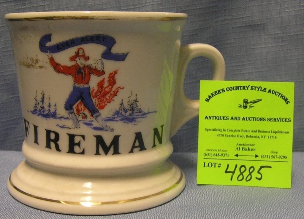 Vintage shaving mug titled fireman