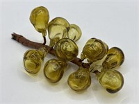 Blown Amber Art Glass Grape Cluster 7”