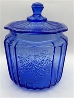 Cobalt Blue Depression Glass Biscuit Jar 8" -Has a