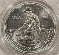 One Ounce Silver Round: 1985 Prospector