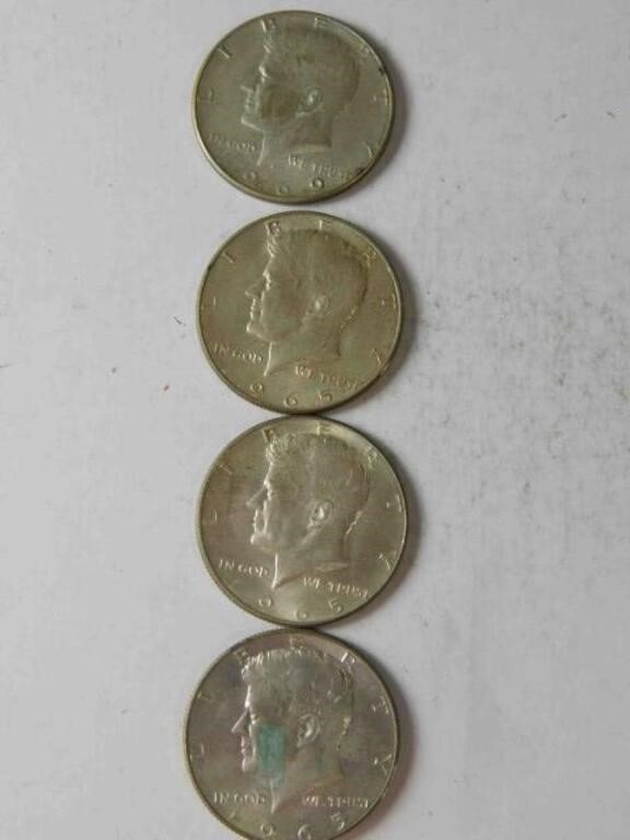 1965 Kennedy half dollars (x3) & 1969D