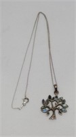 Sterling necklace and tree pendant marked 925