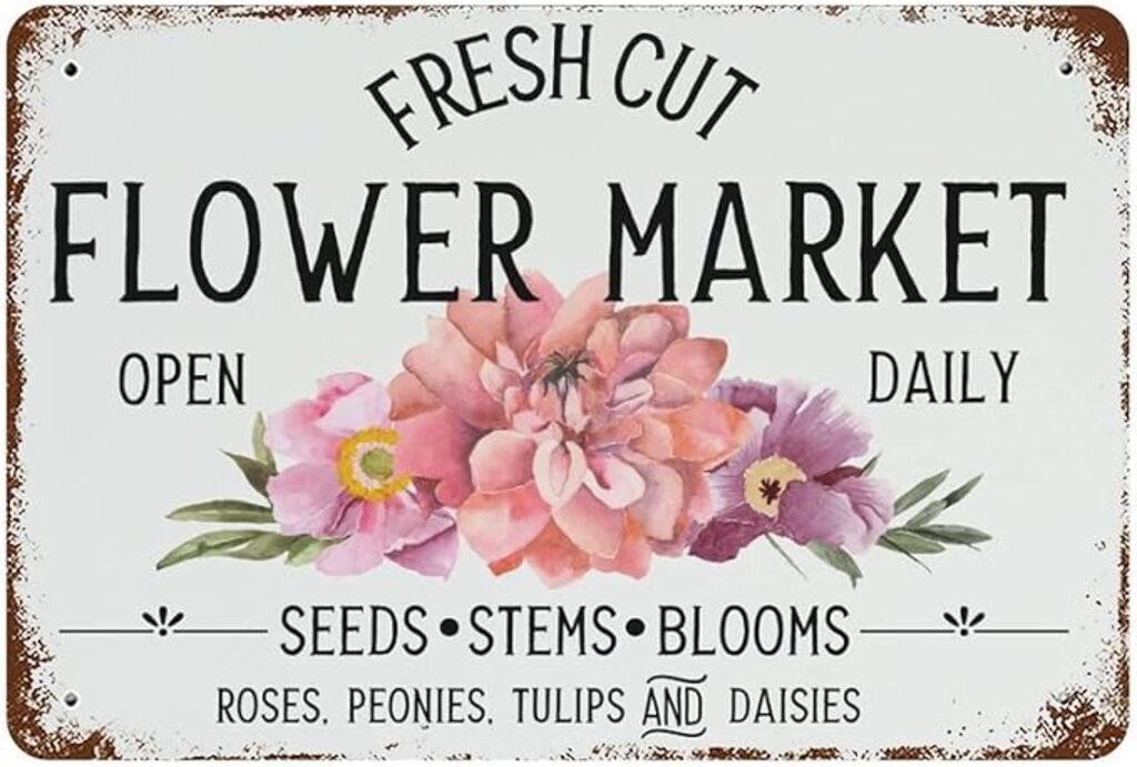 Fresh Cut Flower Market Spring Metal Tin Sign Retr