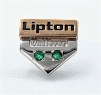 Rare Find 10K Gold LIPTON Unilever Emerald Tie Pin