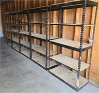 (5) Wood & Metal Shelving Units