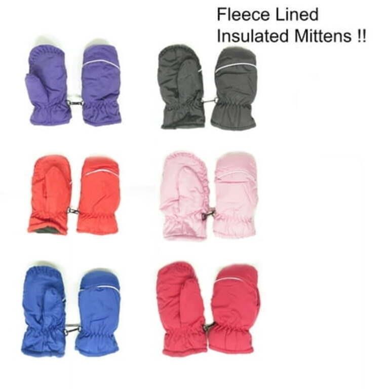 M. Kids Fleece Lined Snow Mittens (Pink).