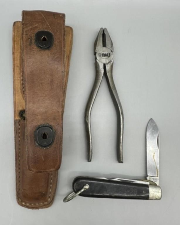 Vintage Beau Lineman’s Pliers, Pocket Knife and