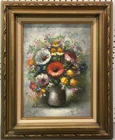 Signed Helman Oil On Canvas Flower Still Life