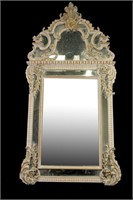 BAROQUE STYLE WHITEWASHED PINE FRAMED MIRROR