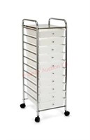 10-Drawer Organizer Cart, White