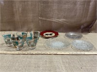 Glass plates, decorative plate, set of glasses