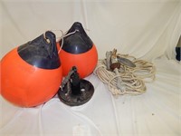 Lot of Boat Anchors, Rope, Buoys