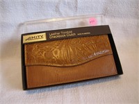 Vtg. Amity Tooled Leather Wallet Clutch Unused