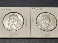 Two 1962 Franklin Half Dollars