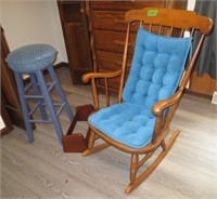 Rocking chair, stool, book holder