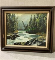 Original oil painting on canvas - outdoor river