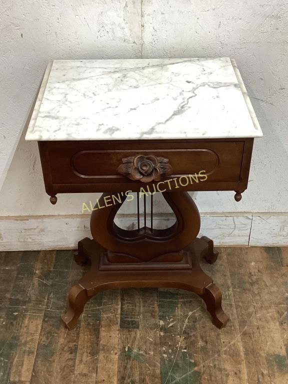 MARBLE TOP LYRE TABLE