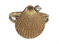 14K Gold & Diamond Shell Ring