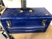 Blue Metal Toolbox with Tools