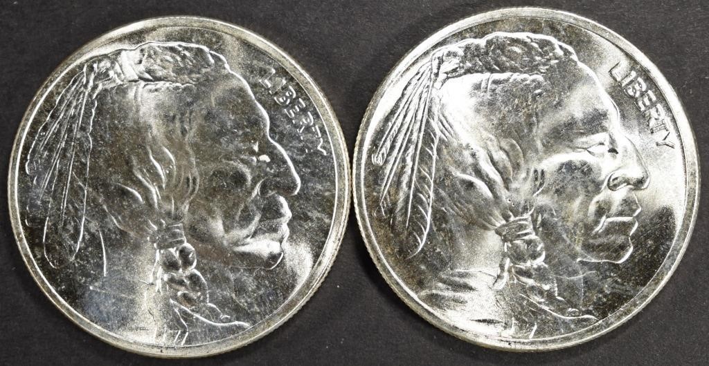 (2) 1 OZ .999 SILVER BUFFALO ROUNDS