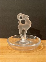 Lalique Frosted Ram Ring Dish Trinket Bowl