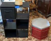 Shelf 24” x 12” x 36” and stool 17” x 16”