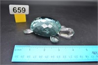 Oleg Cassini crystal turtle paperweight figurine