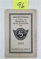REO Wolverine Six Model B Instruction Book