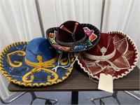 3 Mexican Sombreros Graduated Sizes