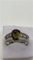 Mojave Green/Purple w/Pink Topaz Ring Size 8.25