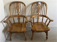 Pair of Oak High Back Chairs