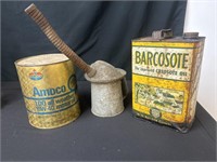 Collectible oil tins. The Amico 10W-40 motor oil