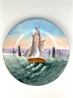 Limoges Hand painted Ship plate Thomas