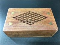 Mahogany and brass trinket box, with lovely detail