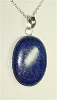 2" Lapis Lazuli & 925 Silver Overlay Necklace