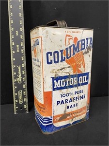 Vintage Columbia 1 Gallon Motor Oil Can