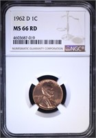 1962-D LINCOLN CENT NGC MS66 RD