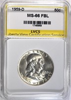 1959-D FRANKLIN HALF DOLLAR, LVCS SUPERB BU FBL