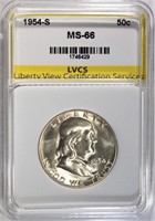 1954-S FRANKLIN HALF DOLLAR, LVCS SUPERB BU