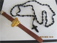 Crocheted Black Rosary & Timex Lions King Watch