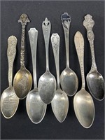 Eight Sterling, souvenir, spoons, Boston Eno,